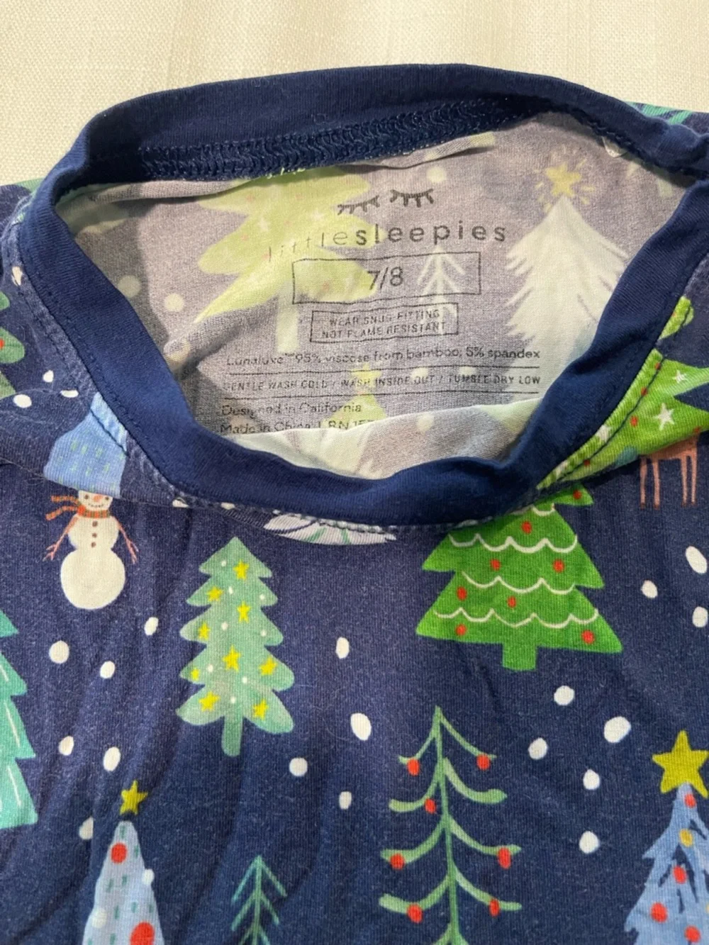 Little Sleepies Navy Blue Holiday Tree Pajama Set